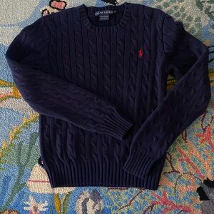Ralph Lauren Navy Cable Knit Crewneck Sweater